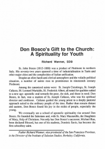Wanner-Don_Boscos_Gift_to_the_Church-A_Spirituality_for_Youth-Journal_Salesian_Studies-Vol02_No1-Spring1991