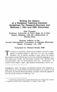 Wynants-Writing_the_History_of_a_Religious_Teaching_Institute-Guidelines_for_Research_Sources_and_Methods-19th_and_20th_Centuries-Journal_Salesian_Studies-Vol08_No1-Spring1997