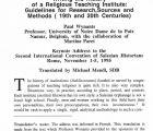 Writing the History of a Religious Teaching Institute: Guidelines for Research Sources and Methods 19th and 20th Centuries